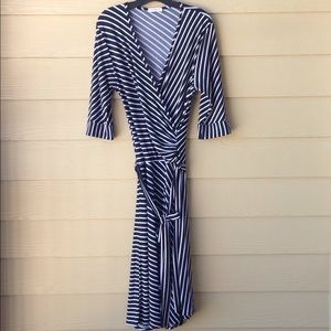 Striped Faux Wrap Dress US14